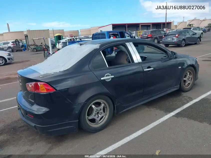 2008 Mitsubishi Lancer De VIN: JA3AU16U88U027006 Lot: 45337607