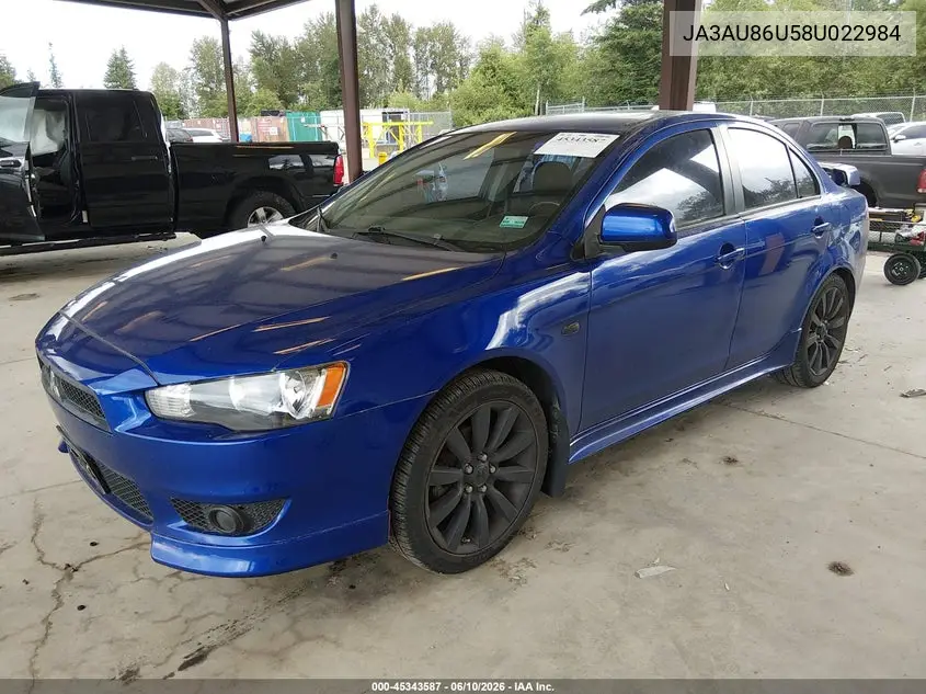 2008 Mitsubishi Lancer Gts VIN: JA3AU86U58U022984 Lot: 45343587