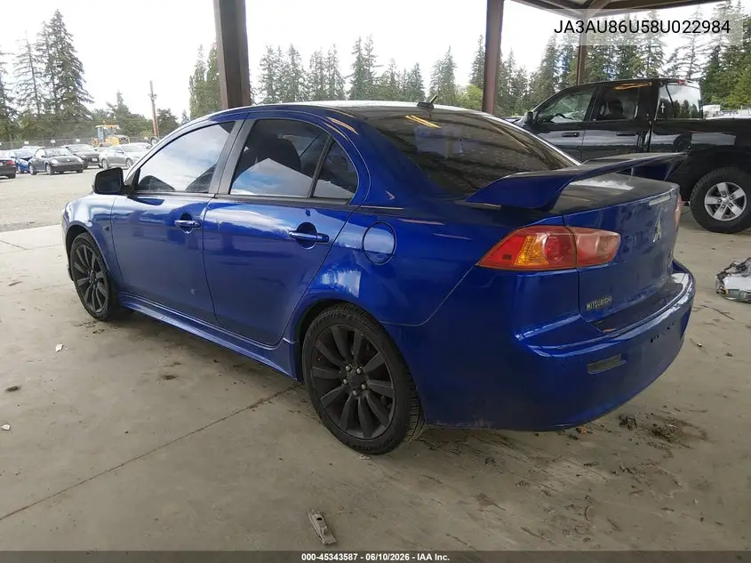 2008 Mitsubishi Lancer Gts VIN: JA3AU86U58U022984 Lot: 45343587