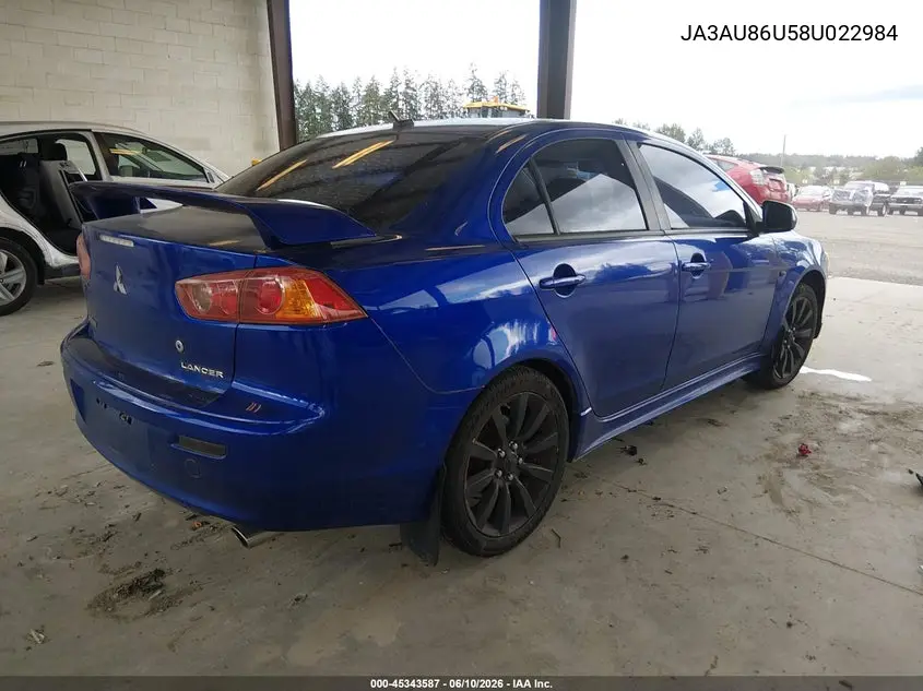 2008 Mitsubishi Lancer Gts VIN: JA3AU86U58U022984 Lot: 45343587