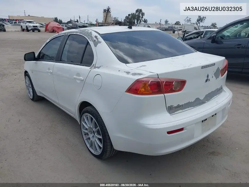 2008 Mitsubishi Lancer De/Es VIN: JA3AU26U28U032305 Lot: 45528163