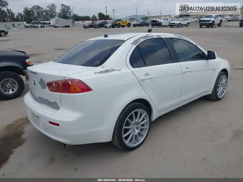 2008 Mitsubishi Lancer De/Es VIN: JA3AU26U28U032305 Lot: 45528163