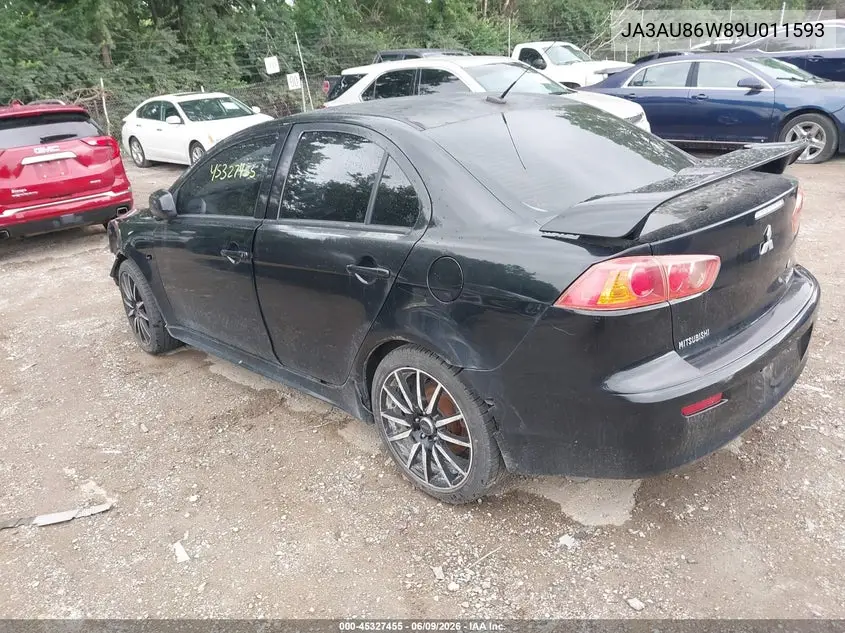 2009 Mitsubishi Lancer Gts VIN: JA3AU86W89U011593 Lot: 45327455