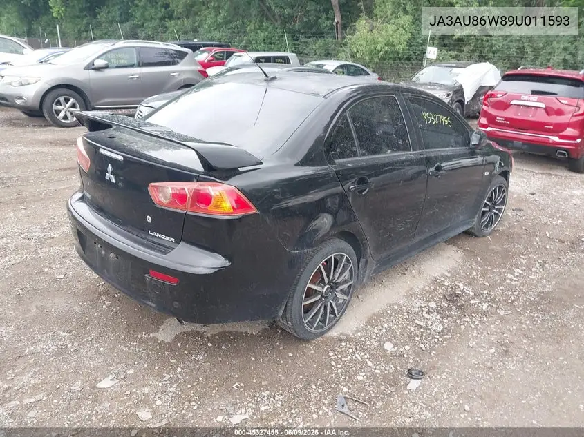 2009 Mitsubishi Lancer Gts VIN: JA3AU86W89U011593 Lot: 45327455