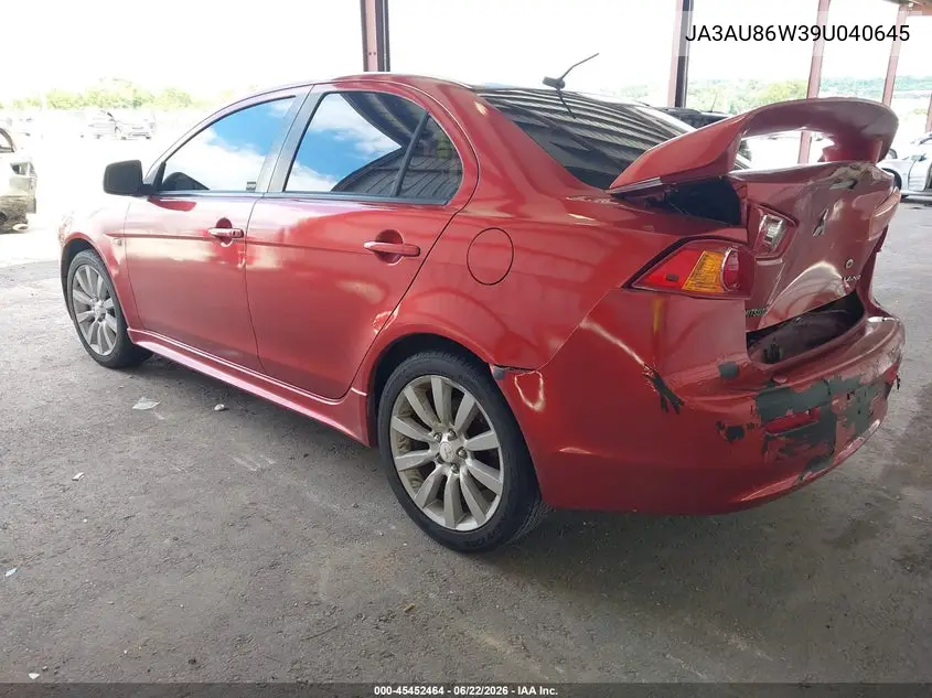 2009 Mitsubishi Lancer Gts VIN: JA3AU86W39U040645 Lot: 45452464