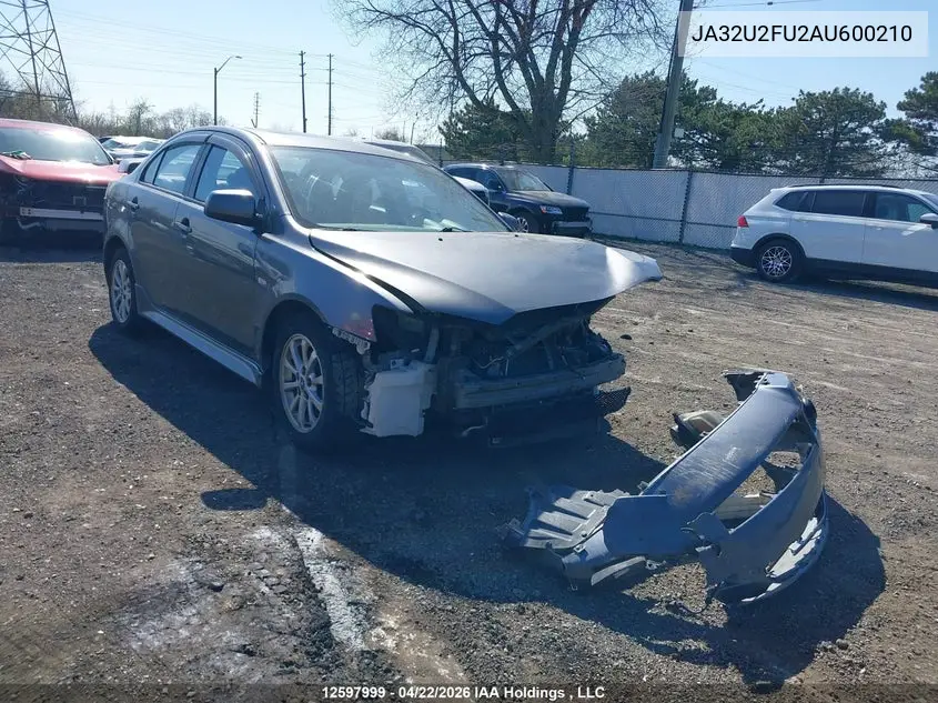 2010 Mitsubishi Lancer Es/Es Sport VIN: JA32U2FU2AU600210 Lot: 12597999