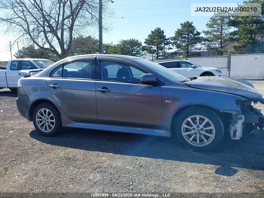 2010 Mitsubishi Lancer Es/Es Sport VIN: JA32U2FU2AU600210 Lot: 12597999