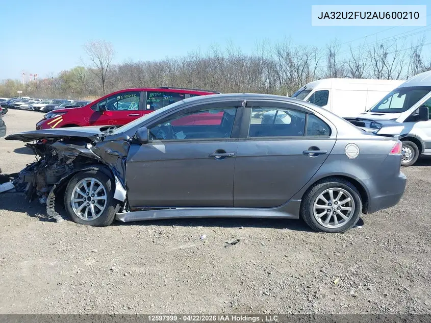 2010 Mitsubishi Lancer Es/Es Sport VIN: JA32U2FU2AU600210 Lot: 12597999