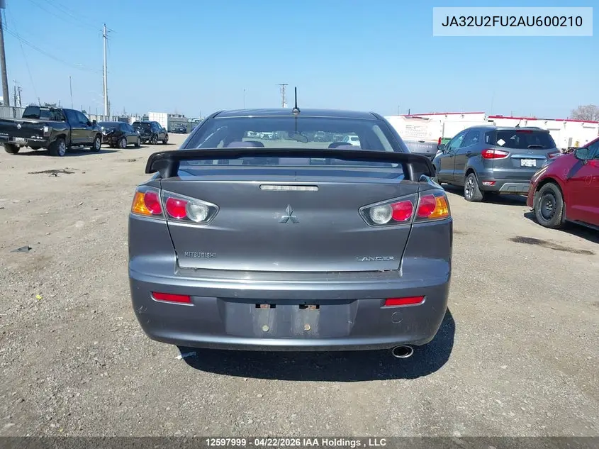 2010 Mitsubishi Lancer Es/Es Sport VIN: JA32U2FU2AU600210 Lot: 12597999