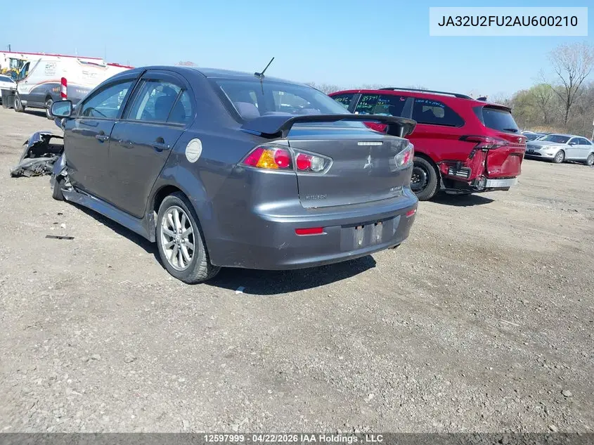 2010 Mitsubishi Lancer Es/Es Sport VIN: JA32U2FU2AU600210 Lot: 12597999