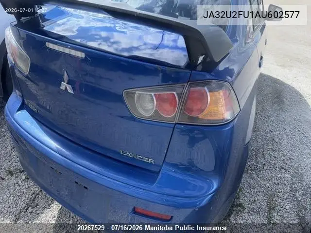 2010 Mitsubishi Lancer Se VIN: JA32U2FU1AU602577 Lot: 20267529