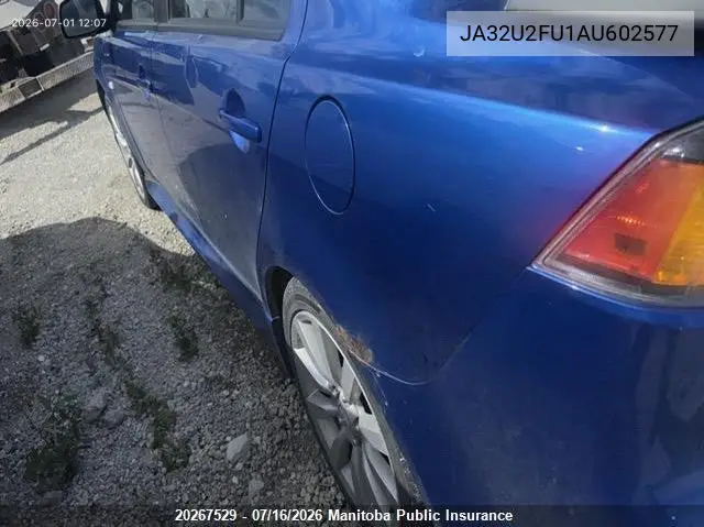 2010 Mitsubishi Lancer Se VIN: JA32U2FU1AU602577 Lot: 20267529