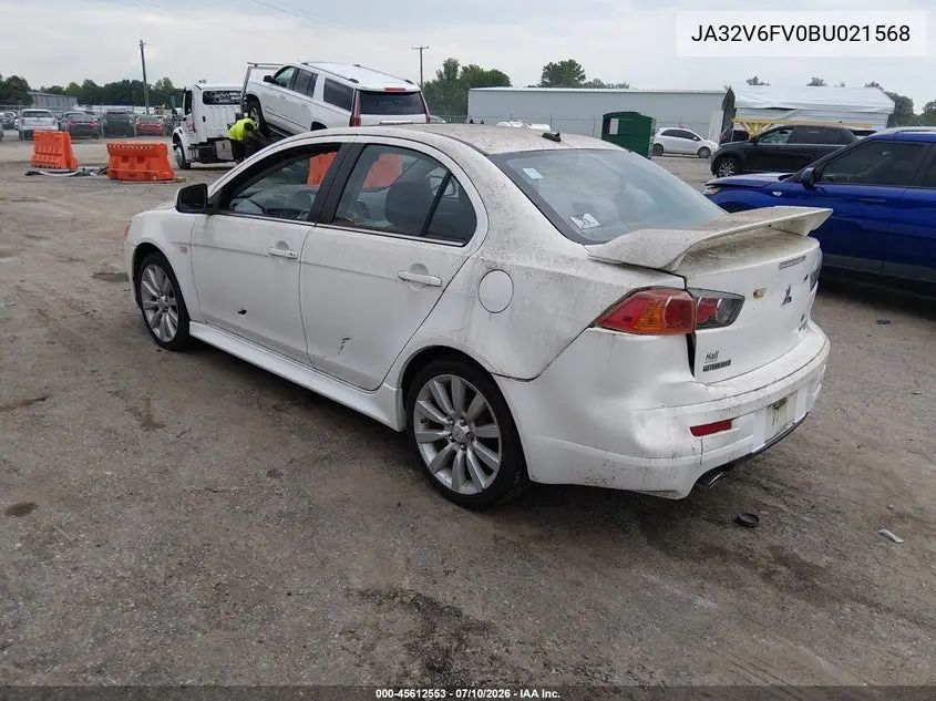 2011 Mitsubishi Lancer Ralliart VIN: JA32V6FV0BU021568 Lot: 45612553