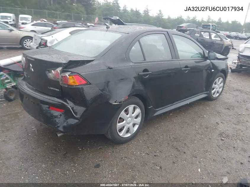 2012 Mitsubishi Lancer Es VIN: JA32U2FU6CU017934 Lot: 45541607