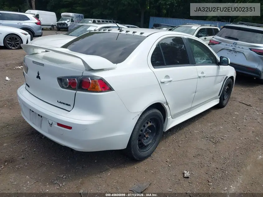 2014 Mitsubishi Lancer Es VIN: JA32U2FU2EU002351 Lot: 45600099