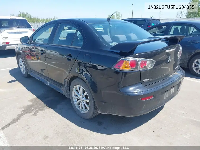 2015 Mitsubishi Lancer Gt/Se VIN: JA32U2FU5FU604355 Lot: 12619105