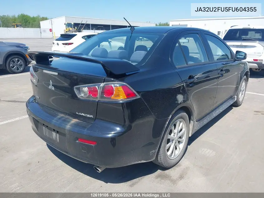 2015 Mitsubishi Lancer Gt/Se VIN: JA32U2FU5FU604355 Lot: 12619105