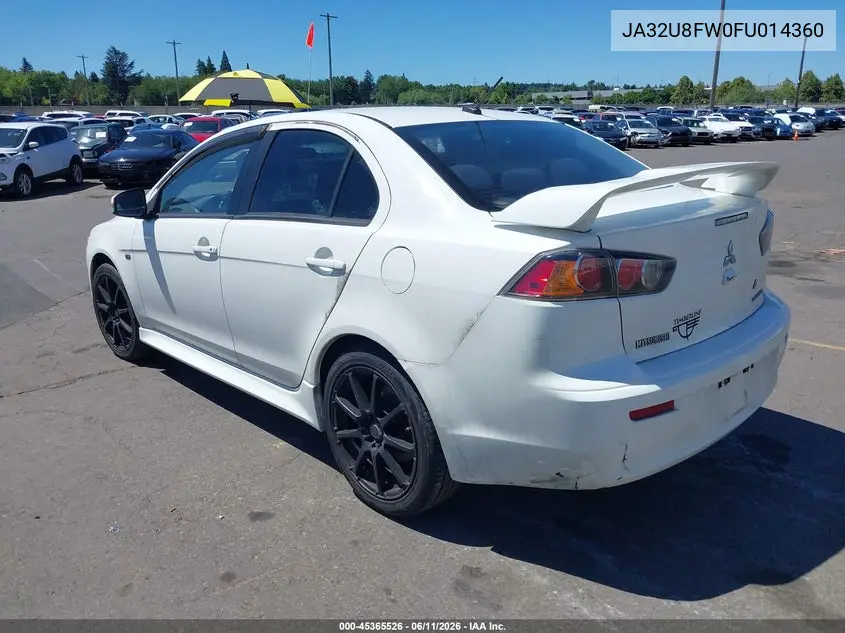 2015 Mitsubishi Lancer Gt VIN: JA32U8FW0FU014360 Lot: 45365526
