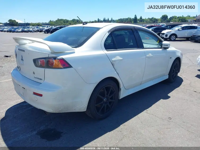 2015 Mitsubishi Lancer Gt VIN: JA32U8FW0FU014360 Lot: 45365526