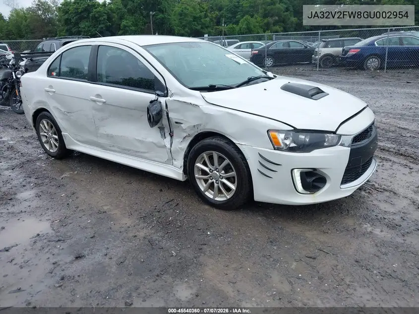 2016 Mitsubishi Lancer Es/Se/Sel VIN: JA32V2FW8GU002954 Lot: 45540360