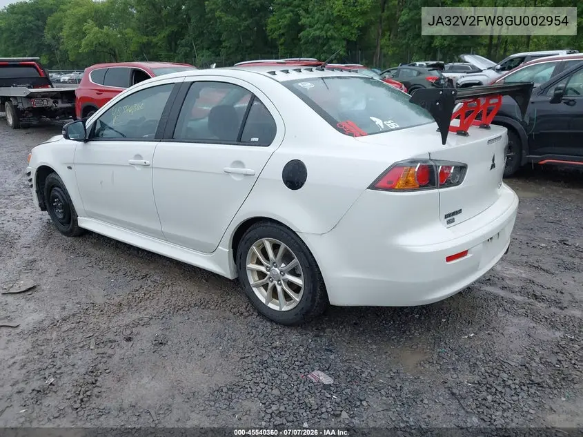 2016 Mitsubishi Lancer Es/Se/Sel VIN: JA32V2FW8GU002954 Lot: 45540360