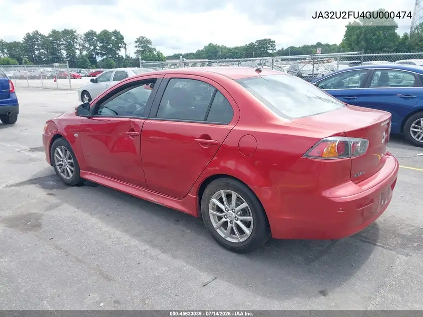 2016 Mitsubishi Lancer Es VIN: JA32U2FU4GU000474 Lot: 45633039