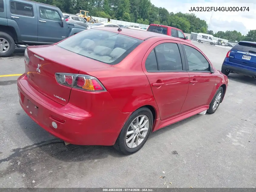 2016 Mitsubishi Lancer Es VIN: JA32U2FU4GU000474 Lot: 45633039