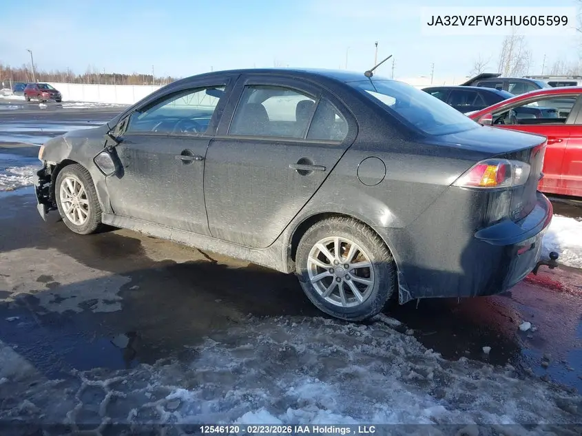 2017 Mitsubishi Lancer VIN: JA32V2FW3HU605599 Lot: 12546120