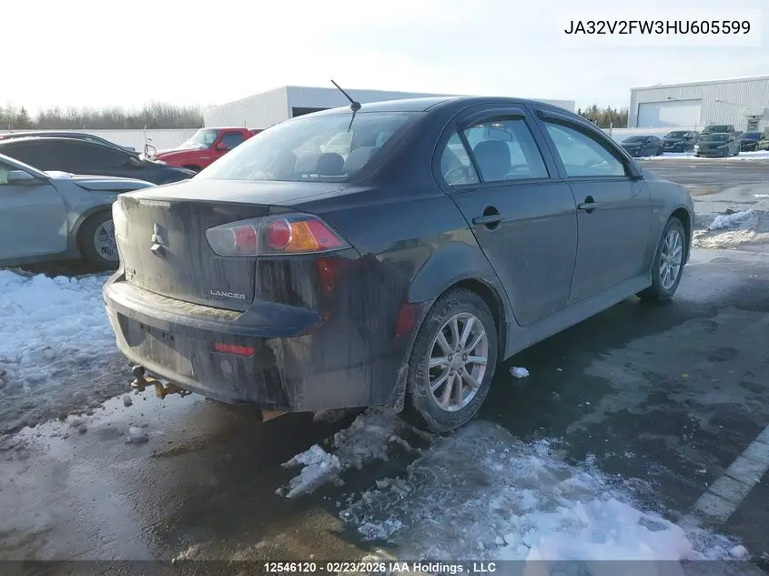2017 Mitsubishi Lancer VIN: JA32V2FW3HU605599 Lot: 12546120