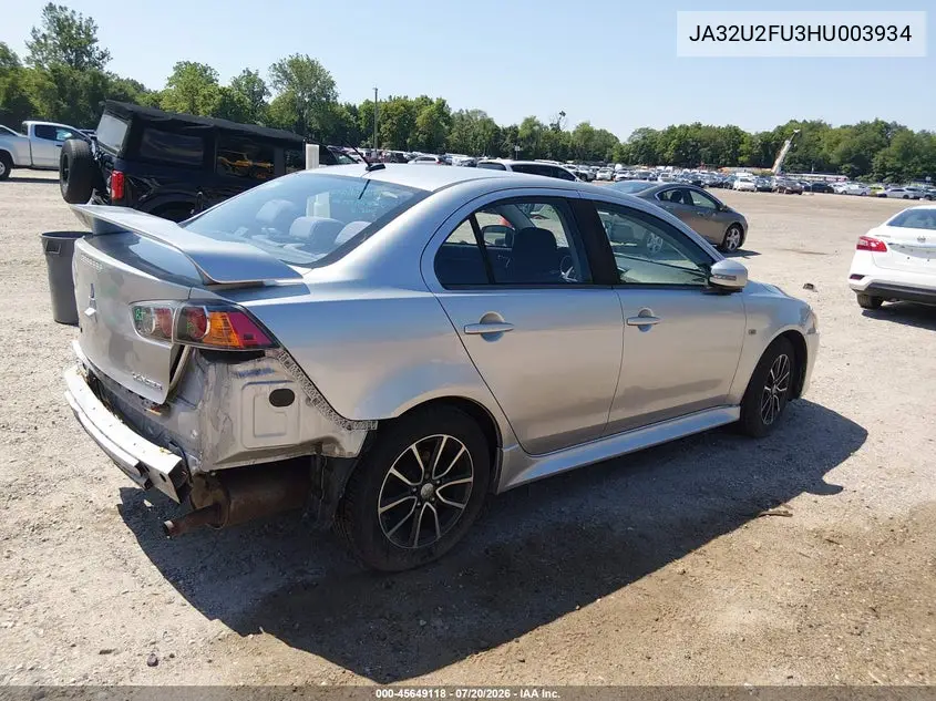 2017 Mitsubishi Lancer Es VIN: JA32U2FU3HU003934 Lot: 45649118