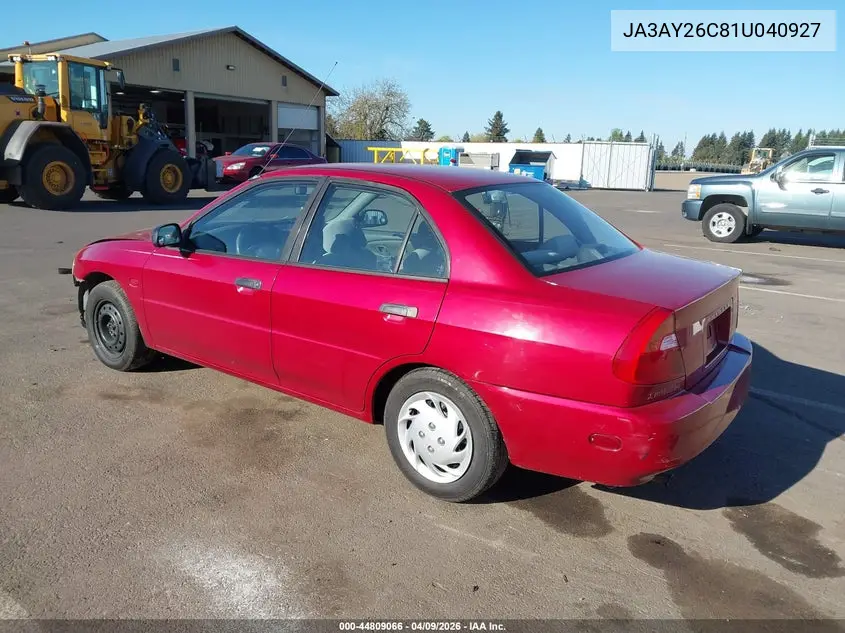 2001 Mitsubishi Mirage Es VIN: JA3AY26C81U040927 Lot: 44809066