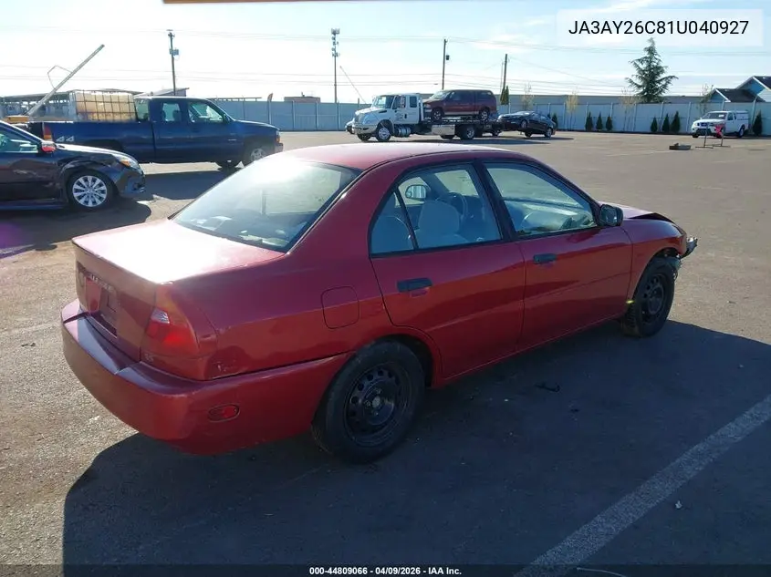 2001 Mitsubishi Mirage Es VIN: JA3AY26C81U040927 Lot: 44809066