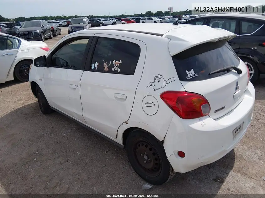 2015 Mitsubishi Mirage De VIN: ML32A3HJXFH001111 Lot: 45244631