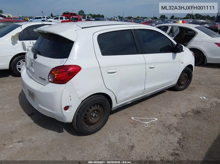 2015 Mitsubishi Mirage De VIN: ML32A3HJXFH001111 Lot: 45244631