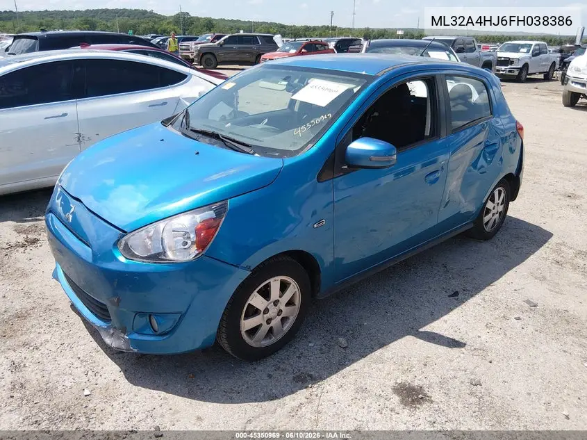 2015 Mitsubishi Mirage Es/Rf VIN: ML32A4HJ6FH038386 Lot: 45350969