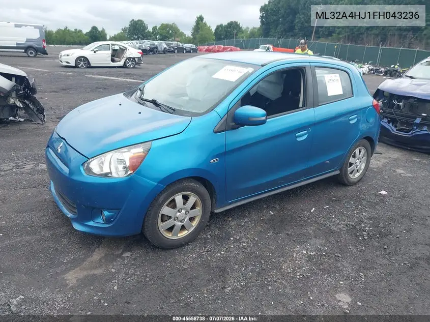 2015 Mitsubishi Mirage Es/Rf VIN: ML32A4HJ1FH043236 Lot: 45558738