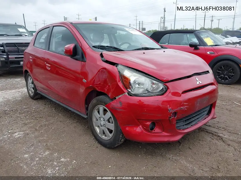 2015 Mitsubishi Mirage Es VIN: ML32A4HJ6FH038081 Lot: 45608914