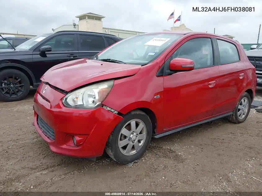 2015 Mitsubishi Mirage Es VIN: ML32A4HJ6FH038081 Lot: 45608914
