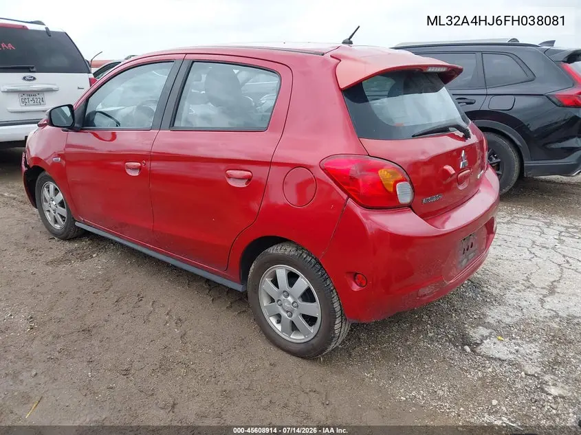 2015 Mitsubishi Mirage Es VIN: ML32A4HJ6FH038081 Lot: 45608914