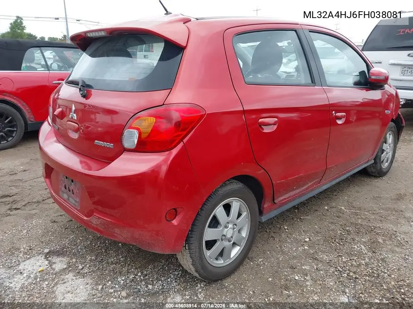 2015 Mitsubishi Mirage Es VIN: ML32A4HJ6FH038081 Lot: 45608914