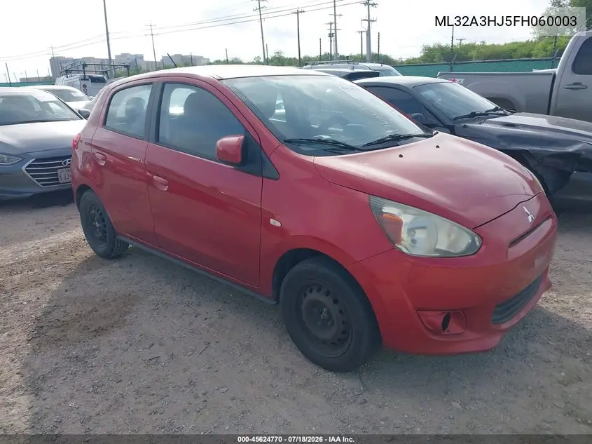 2015 Mitsubishi Mirage De VIN: ML32A3HJ5FH060003 Lot: 45624770