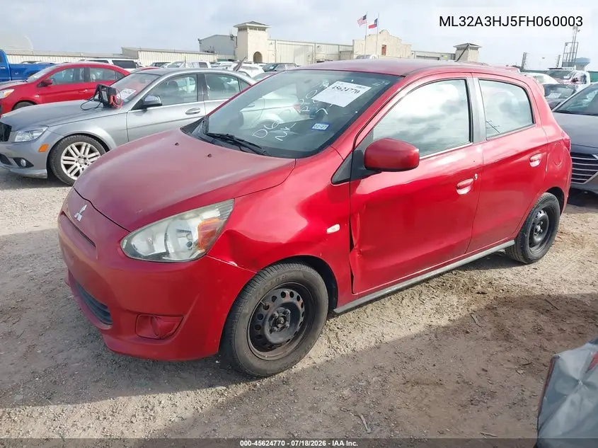 2015 Mitsubishi Mirage De VIN: ML32A3HJ5FH060003 Lot: 45624770
