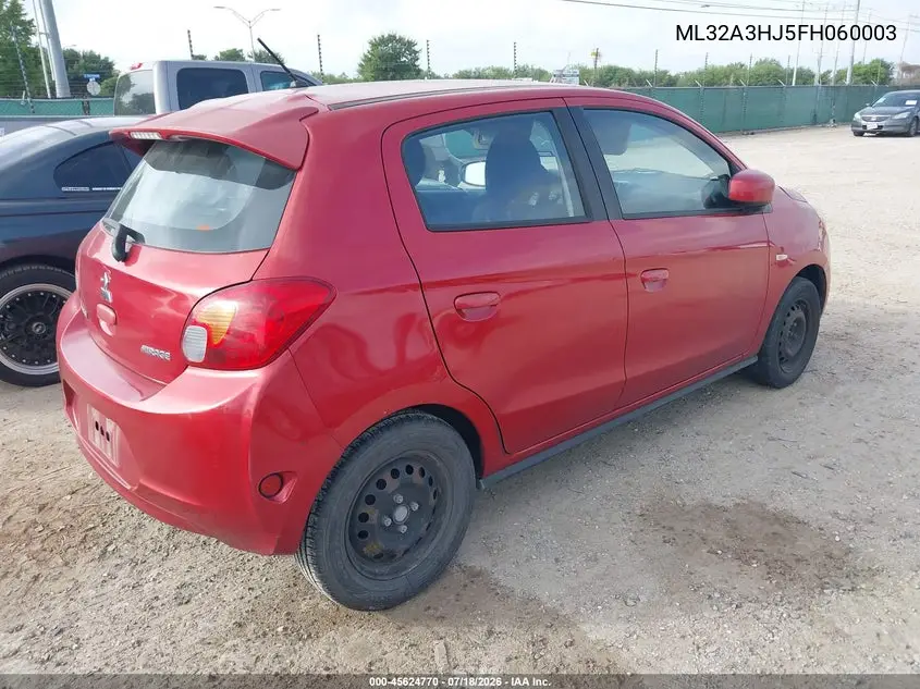 2015 Mitsubishi Mirage De VIN: ML32A3HJ5FH060003 Lot: 45624770