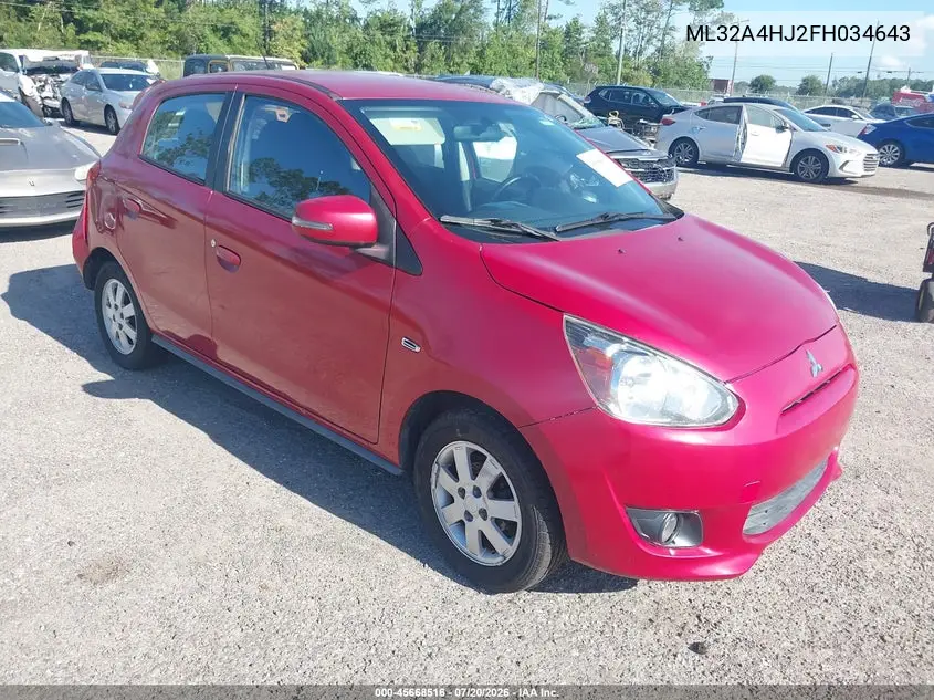 2015 Mitsubishi Mirage Es VIN: ML32A4HJ2FH034643 Lot: 45668516