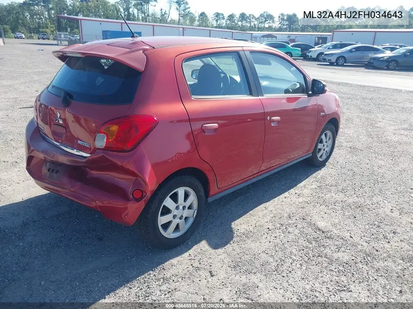 2015 Mitsubishi Mirage Es VIN: ML32A4HJ2FH034643 Lot: 45668516