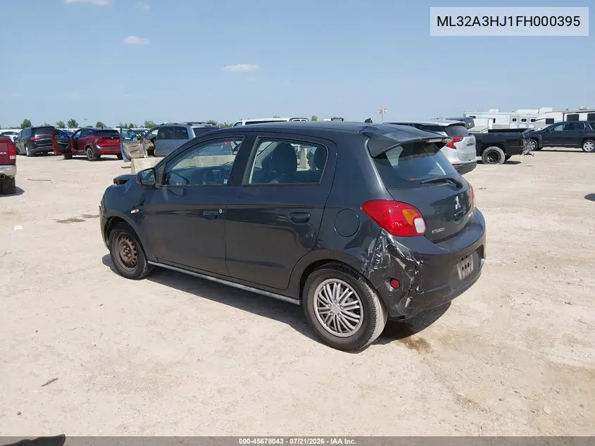 2015 Mitsubishi Mirage De/Rf VIN: ML32A3HJ1FH000395 Lot: 45678043