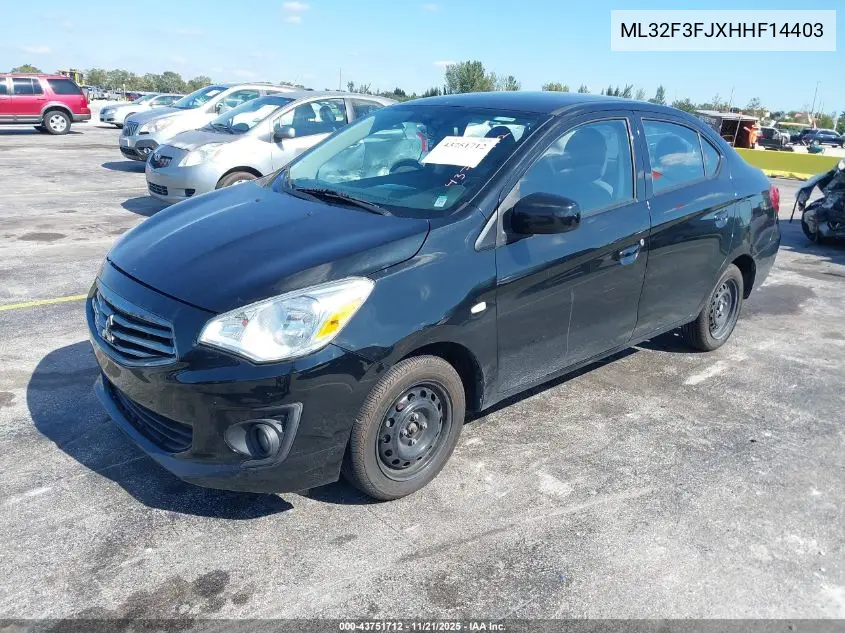 ML32F3FJXHHF14403 2017 Mitsubishi Mirage G4 Es