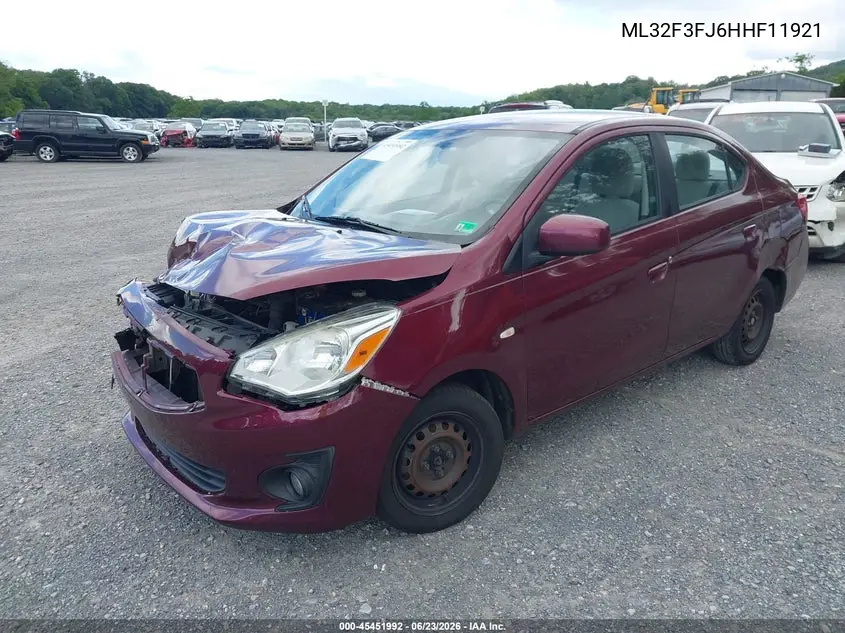 2017 Mitsubishi Mirage G4 Es VIN: ML32F3FJ6HHF11921 Lot: 45451992