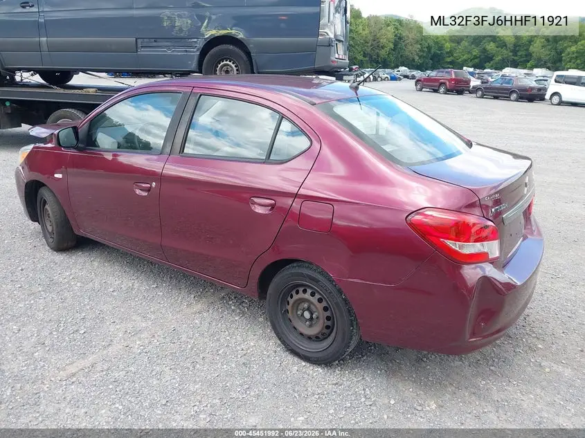 2017 Mitsubishi Mirage G4 Es VIN: ML32F3FJ6HHF11921 Lot: 45451992