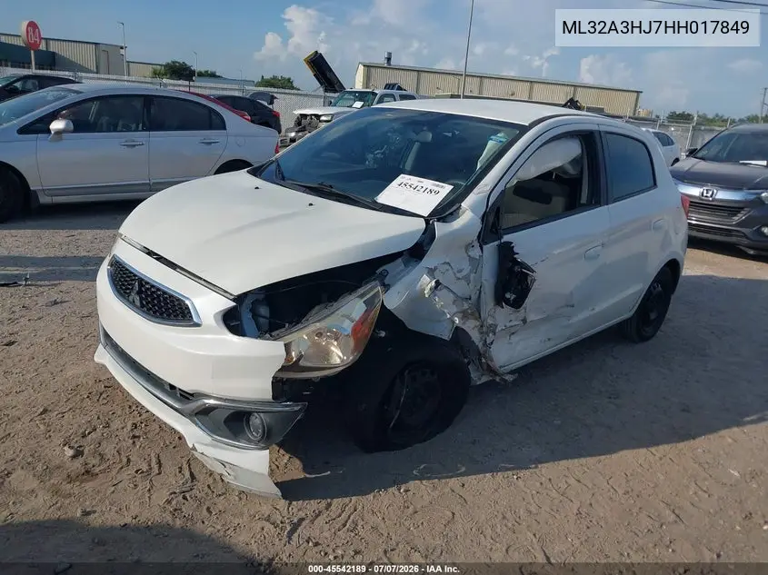2017 Mitsubishi Mirage Es VIN: ML32A3HJ7HH017849 Lot: 45542189